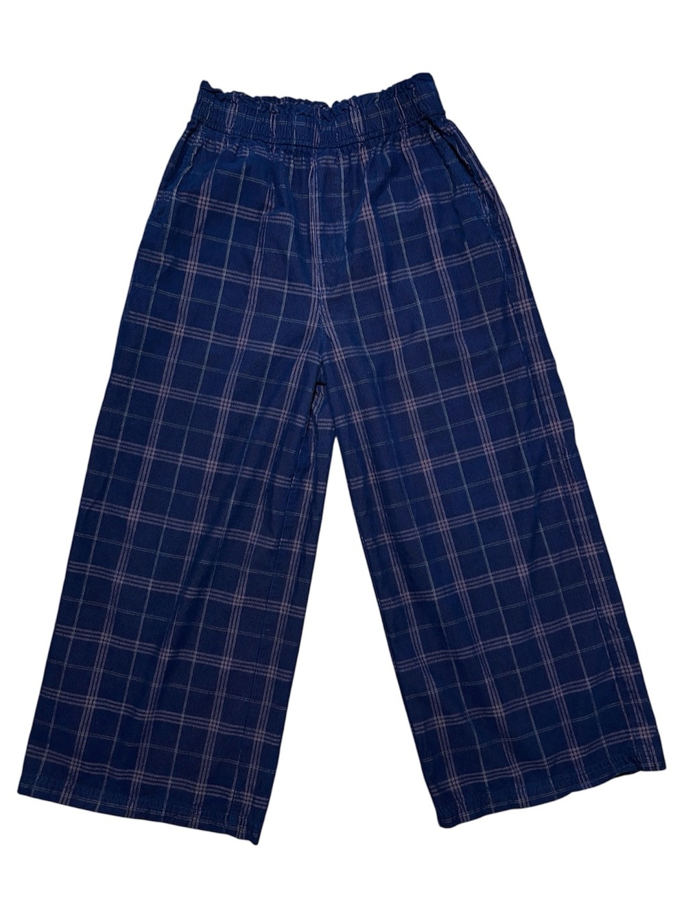 Madewell Corduroy Pull-On Wide-Leg Crop Pant In Windowpane Sz S